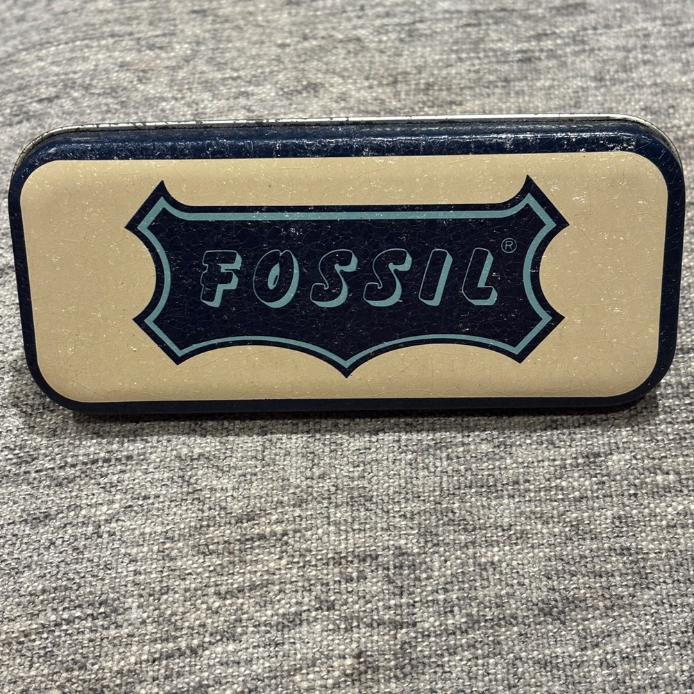 Fossil Retro Textured Watch Tin 5.5”x2.5”x0.75